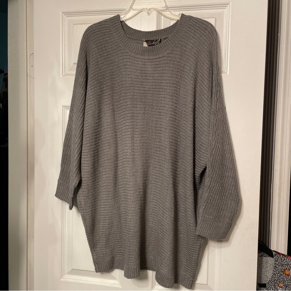 Questions? Women's Size 1X Sweater~NEW~Decorative Buttons -Back~Light Green/Gray